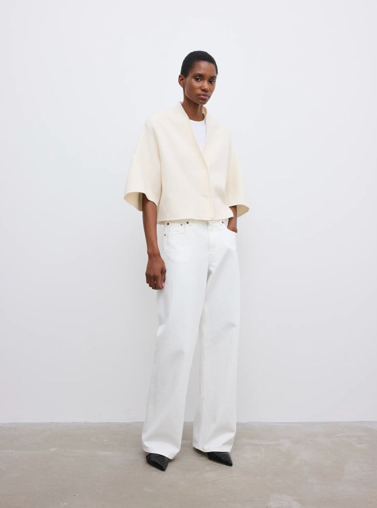 Short Wool Cardigan Off White Cardigans